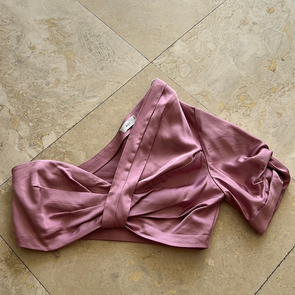 ALC dusty rose satin crop top - 2